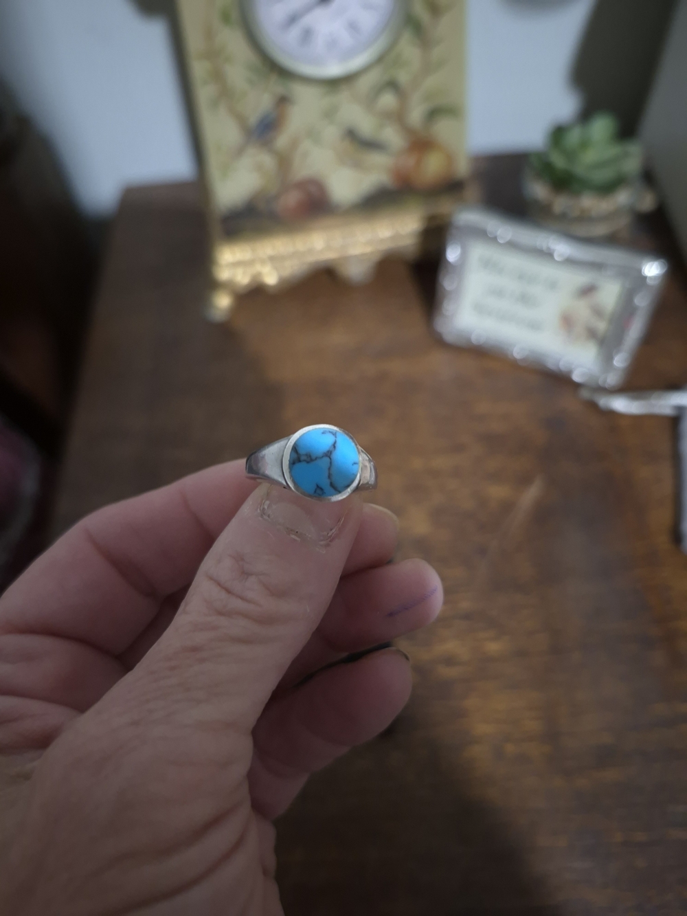 Wilfred Turquoise Stone Sterling Silver Band Signet Ring